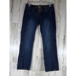 Authentic Hipster Jeans Size 13 32x31 Blue Lace Up Triangle Pocket Vintage Y2K
